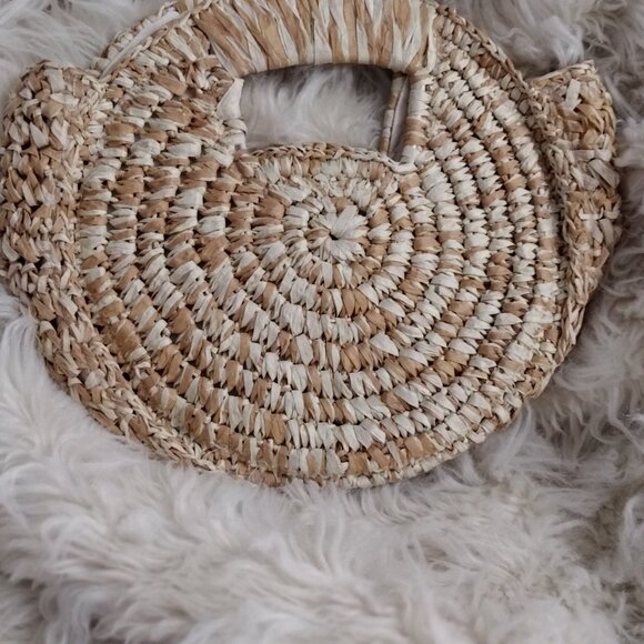 Urban Expressions Straw Woven Mini Top Handle Bag Natural Raffia Boho Summer Pur - Picture 5 of 9